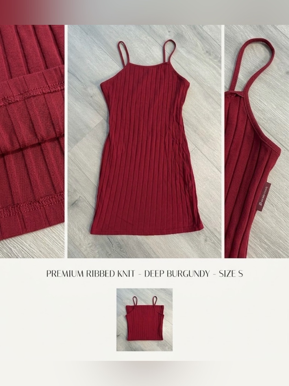 SHEIN Red Ribbed Cami Mini Dress - Size Small - Good Condition